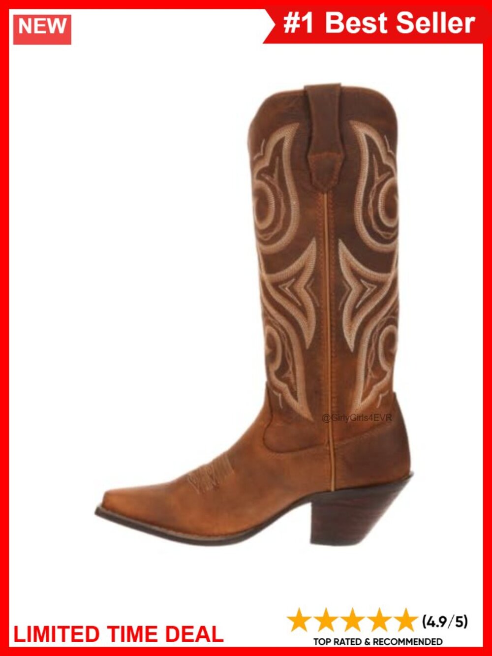 Full-Grain Leather Mid-Calf Western Work Boot Square Toe 13-Inch